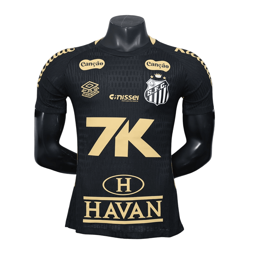 Camisa de Treino Santos Preta 25/26 2025 2026 Modelo Jogador Player Com Patrocínios