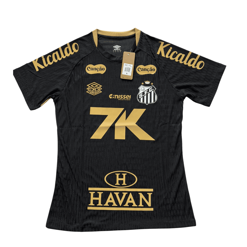 Camisa de Treino Santos Preta 25/26 2025 2026 Modelo Jogador Player Com Patrocínios
