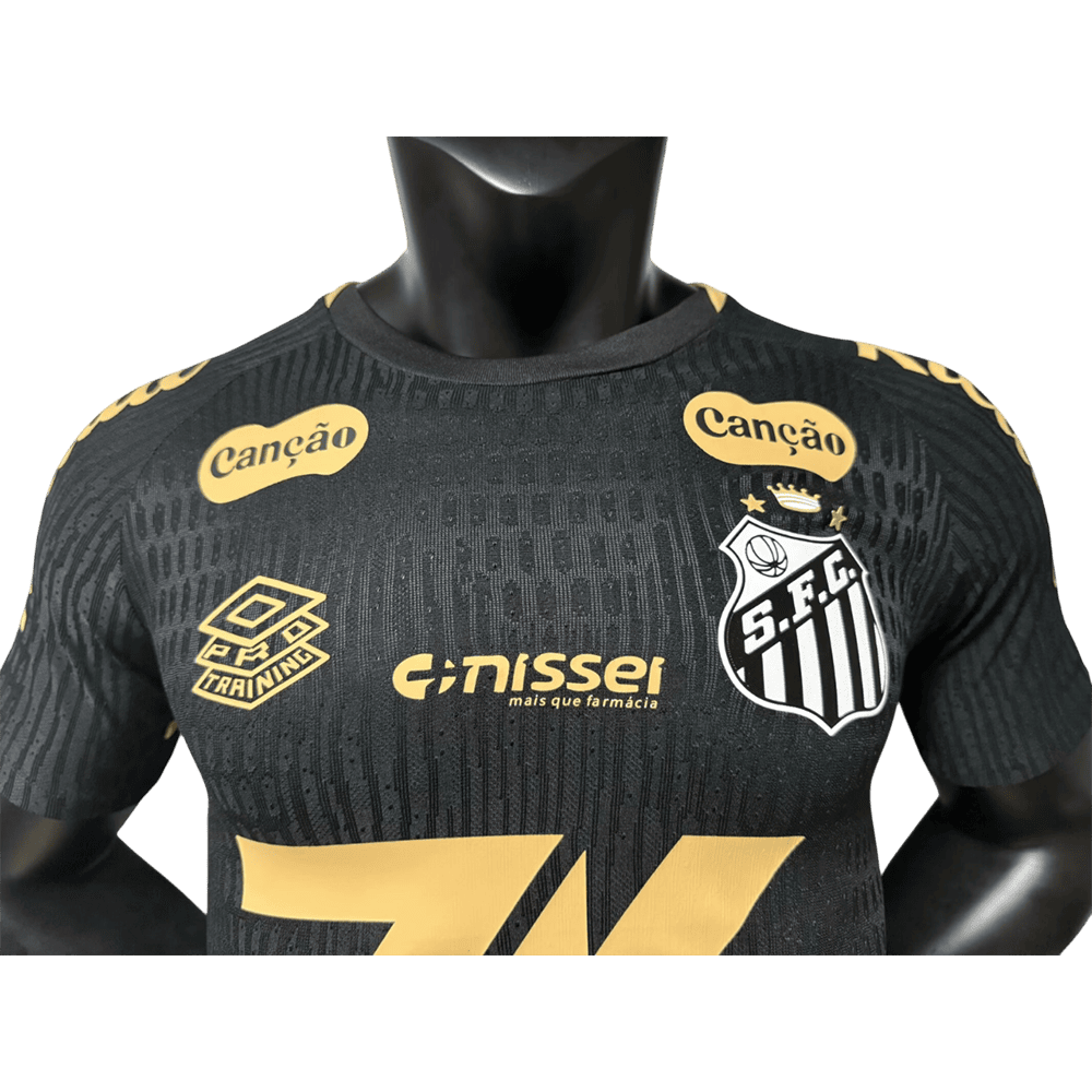 Camisa de Treino Santos Preta 25/26 2025 2026 Modelo Jogador Player Com Patrocínios