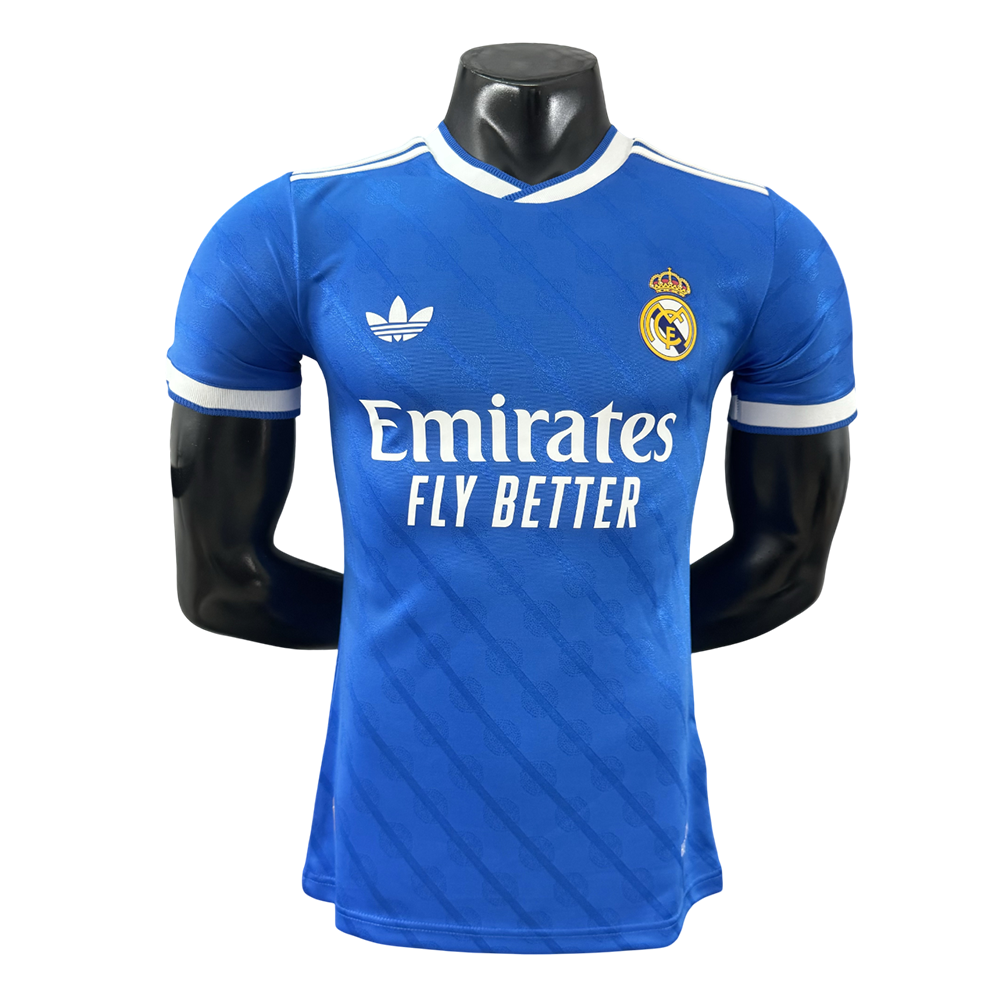Camisa do Real Madrid Third III 3 Azul 25/26 2025 2026 Masculina Modelo Jogador Player